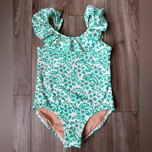 CREWCUTS girls one-piece swim suit size 8 ruffle top floral print